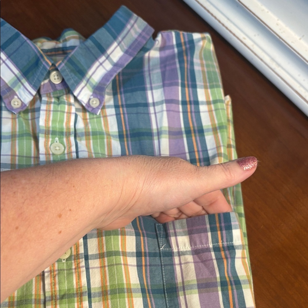 St. John's Bay Men's Plaid Shirt - Green, Purple, Yellow XXL Short Sleeve - Picture 2 of 4